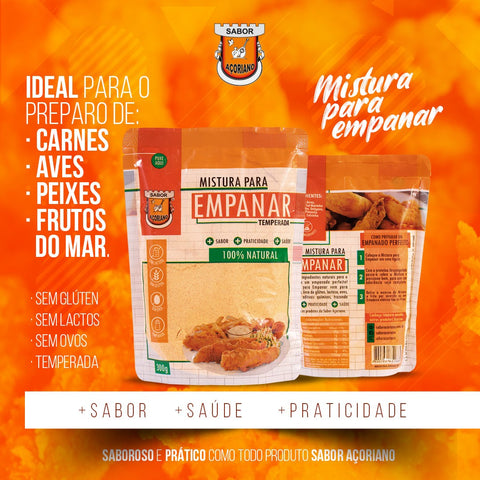 Banner Mistura para Empanar Linha Colorífico Farinhas Sabor Açoriano - Ideal para o preparo de carnes, aves, peixes e frutos do mar